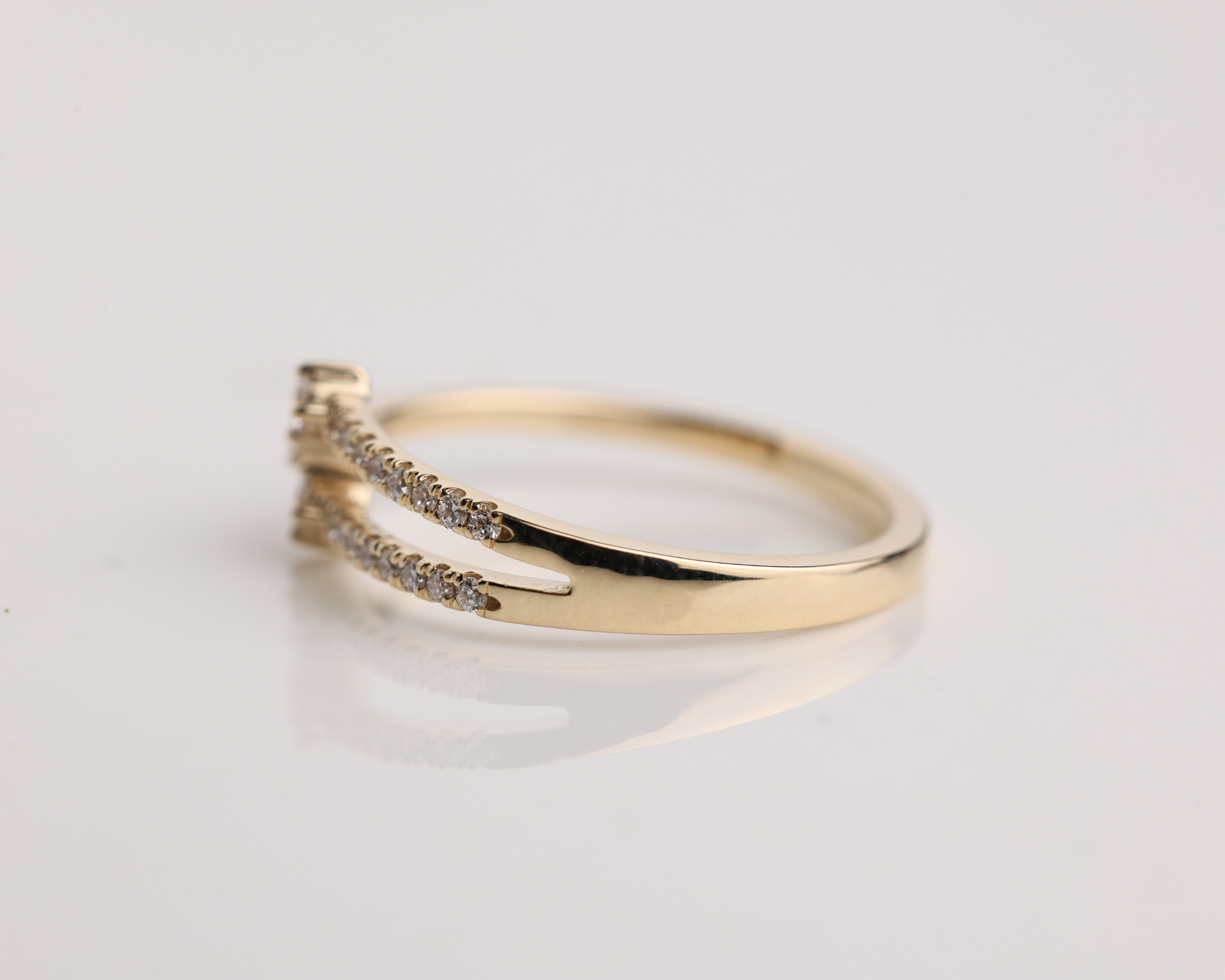 14k Solid Gold Unique Diamond Crossover Ring Band for Women