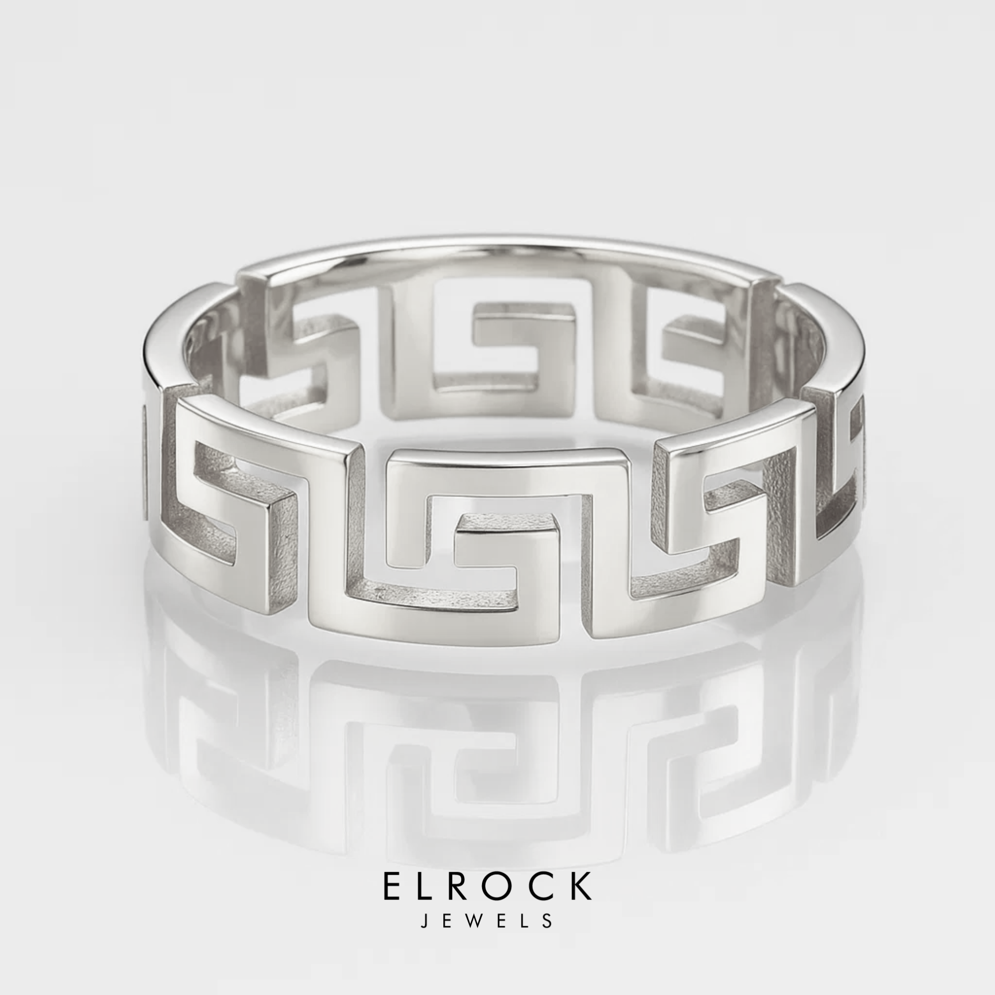 14K Gold Greek Key Ring