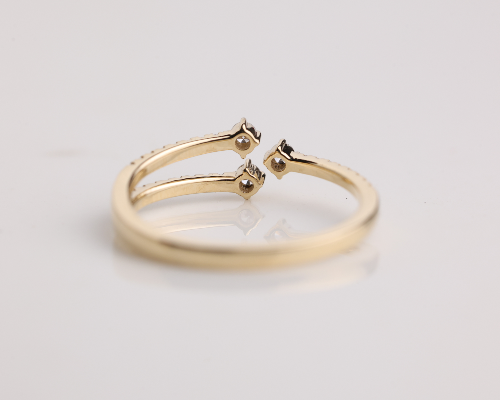 14k Solid Gold Unique Diamond Crossover Ring Band for Women