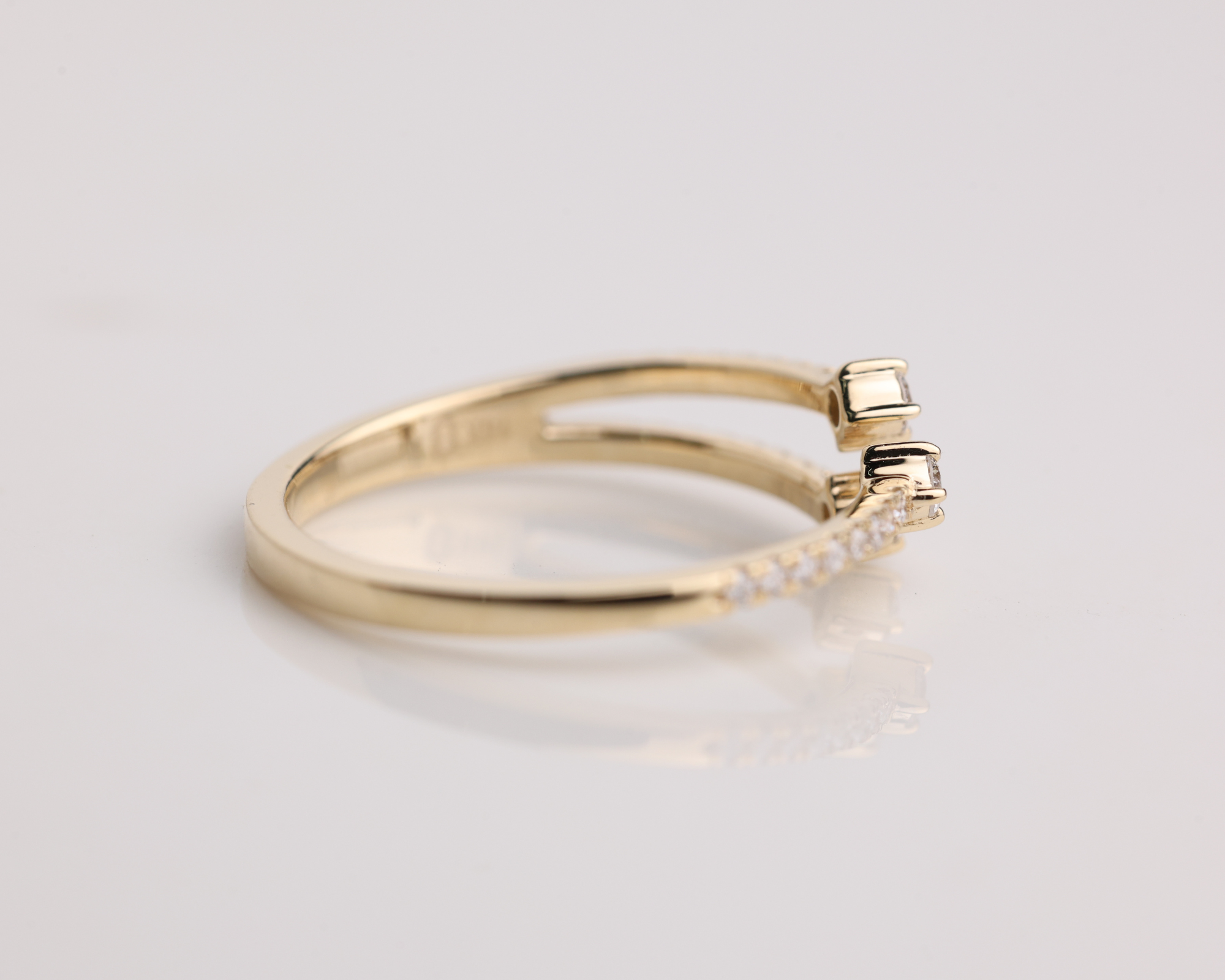 14k Solid Gold Unique Diamond Crossover Ring Band for Women