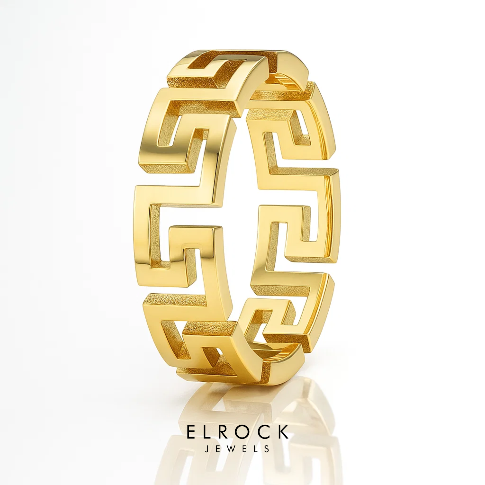 14K Gold Greek Key Ring