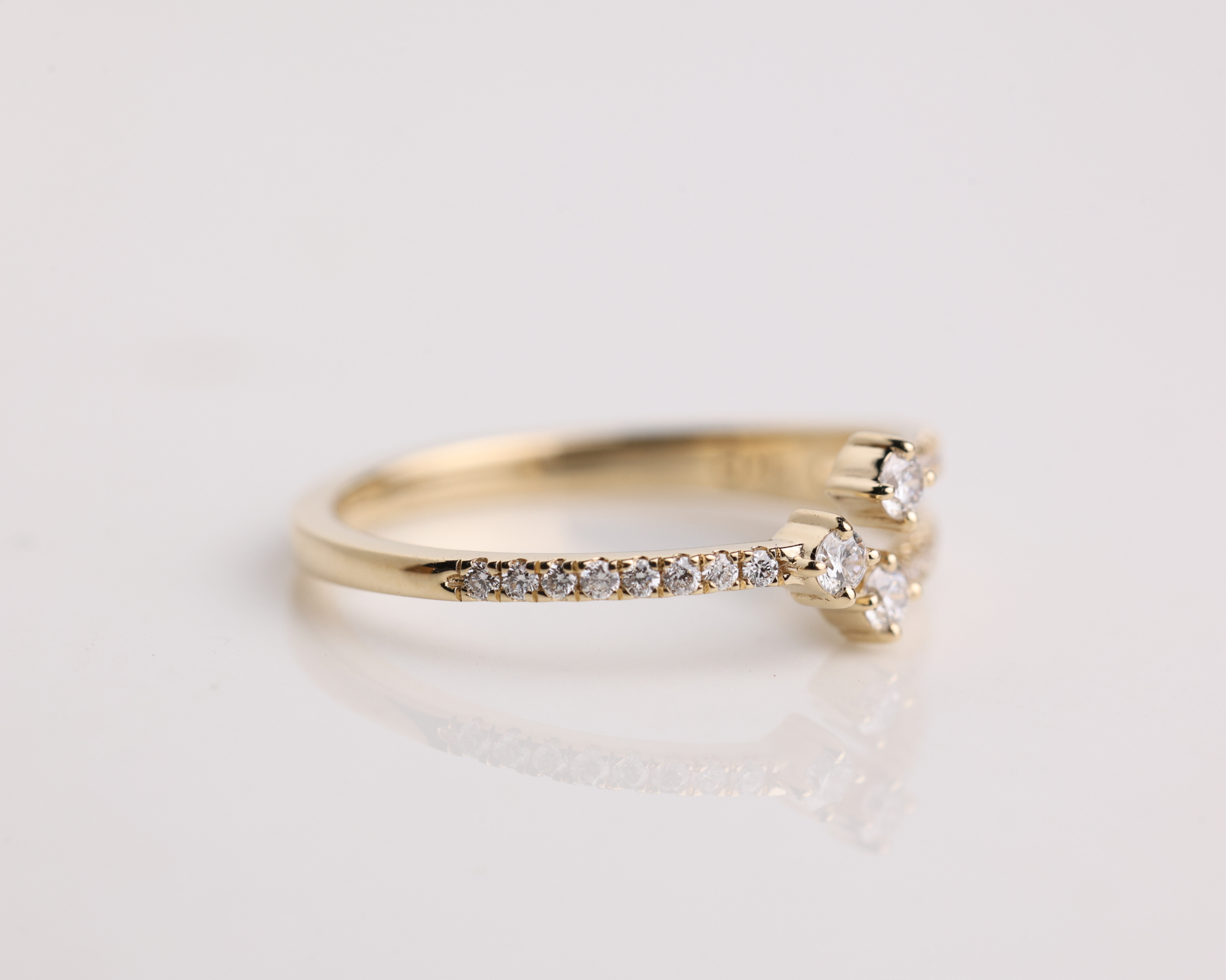 14k Solid Gold Unique Diamond Crossover Ring Band for Women