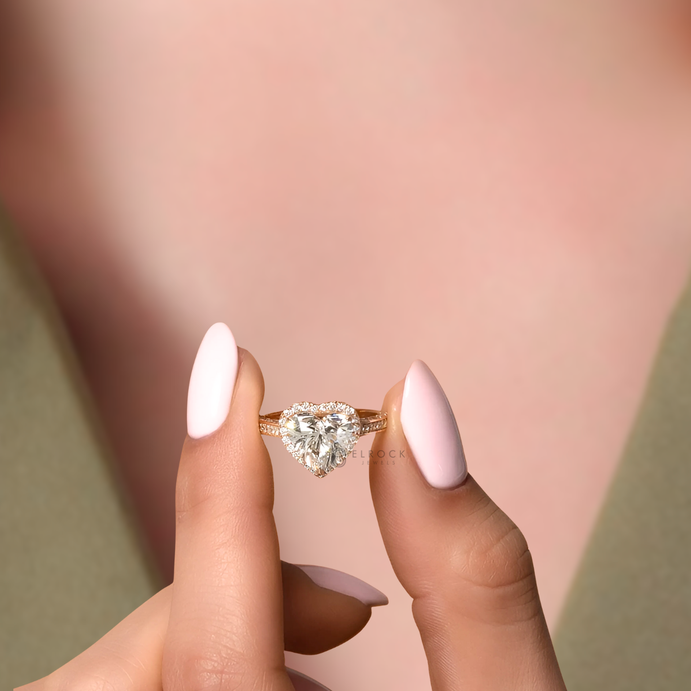 3.50 Carat Heart Shape Lab Grown Diamond Halo 14K Gold Engagement Ring