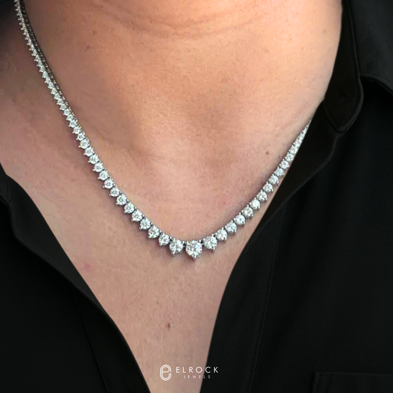 14K Gold Handmade Round Prong Tennis Necklace