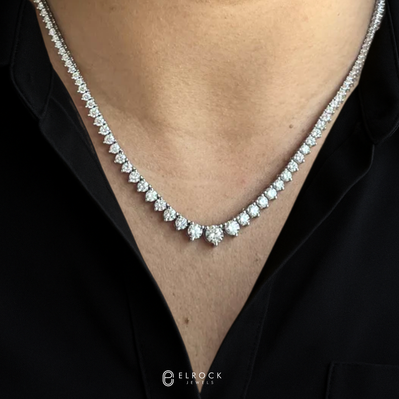 14K Gold Handmade Round Prong Tennis Necklace