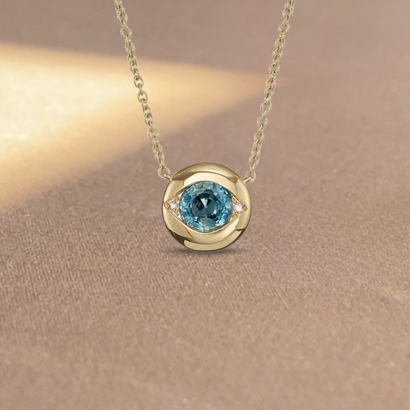 14k Diamond Evil Eye Necklace | Sapphire Necklace for Women