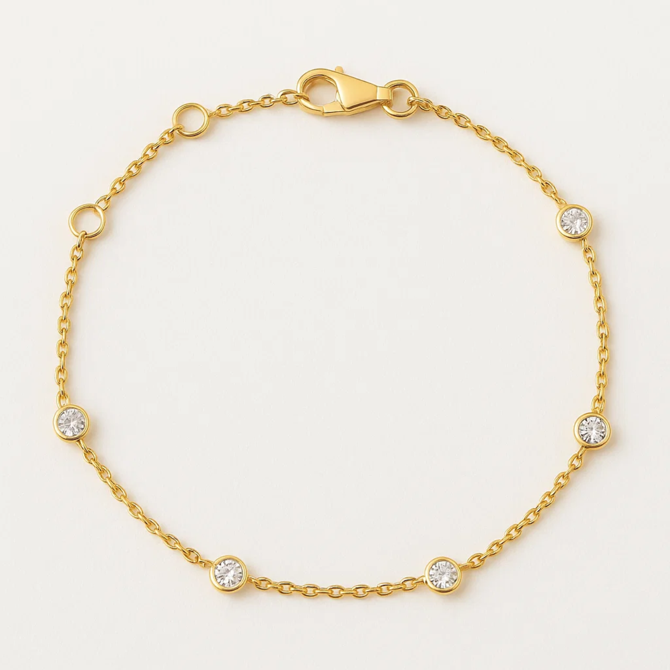  Gold Diamond Station Bracelet for Women