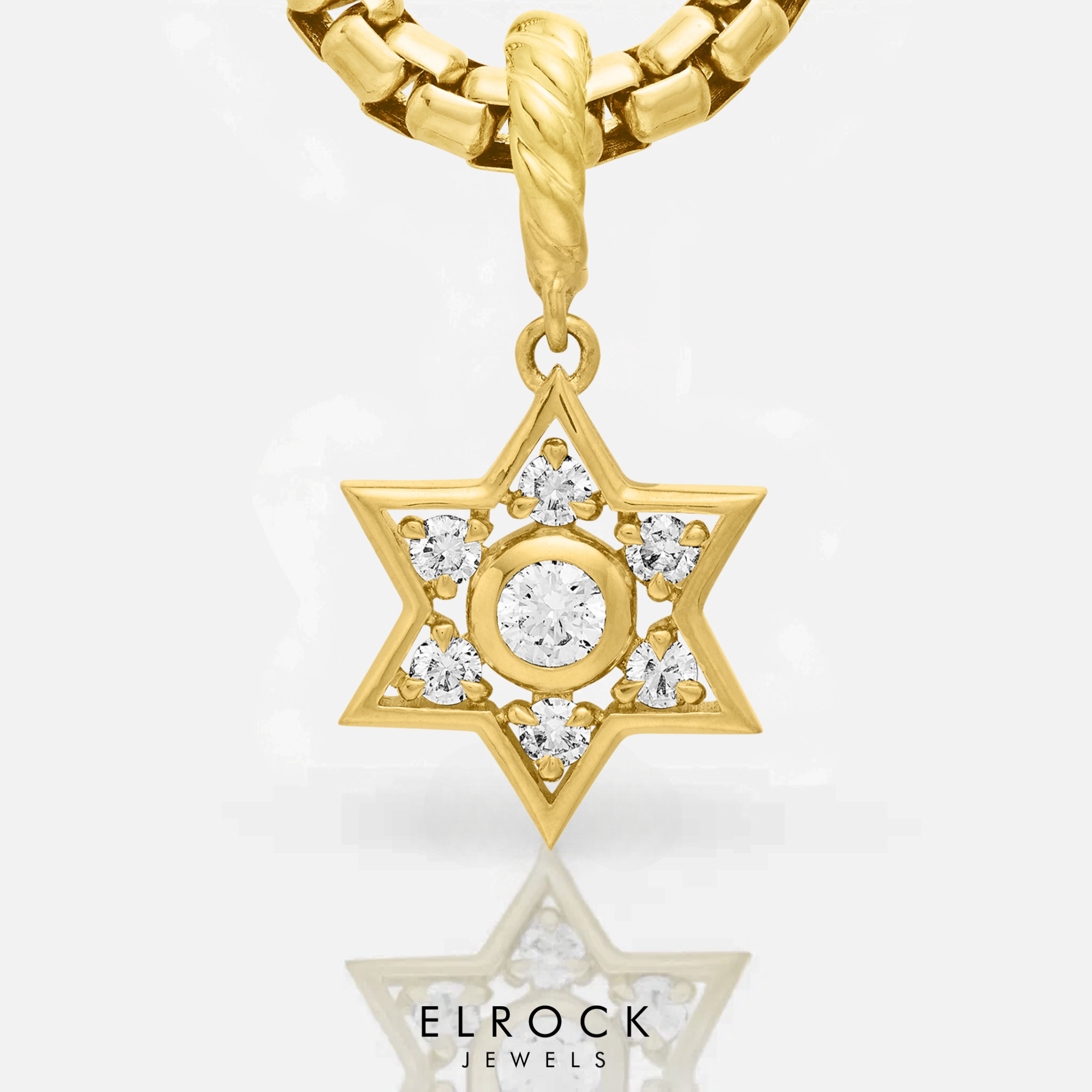 14K Solid Gold Star Diamond Pendant Necklace