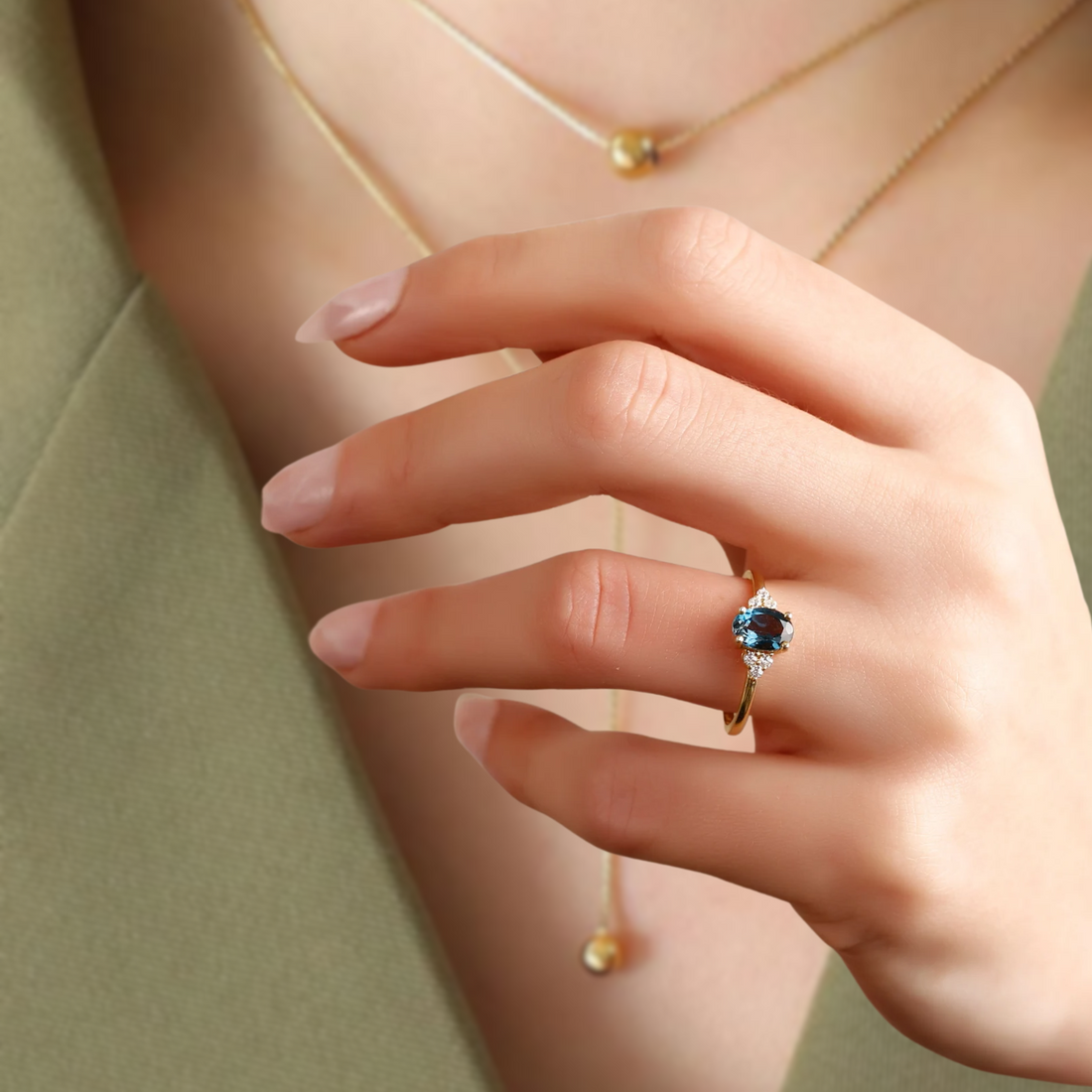 14k London Blue Engagement Ring, Solid Gold Promise Ring, Blue Topaz Anniversary Ring