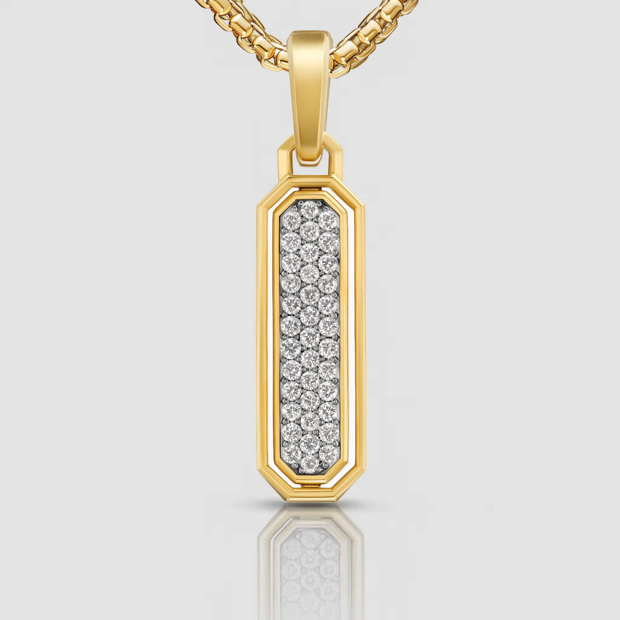 14K Gold Diamond Bar Pendant Necklace