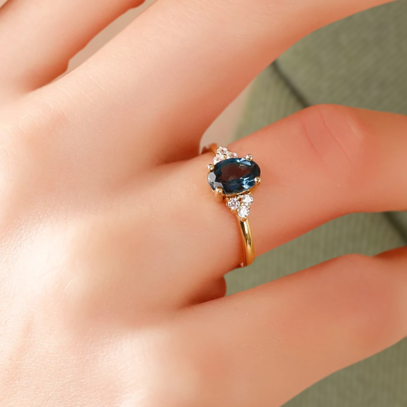 14k London Blue Engagement Ring