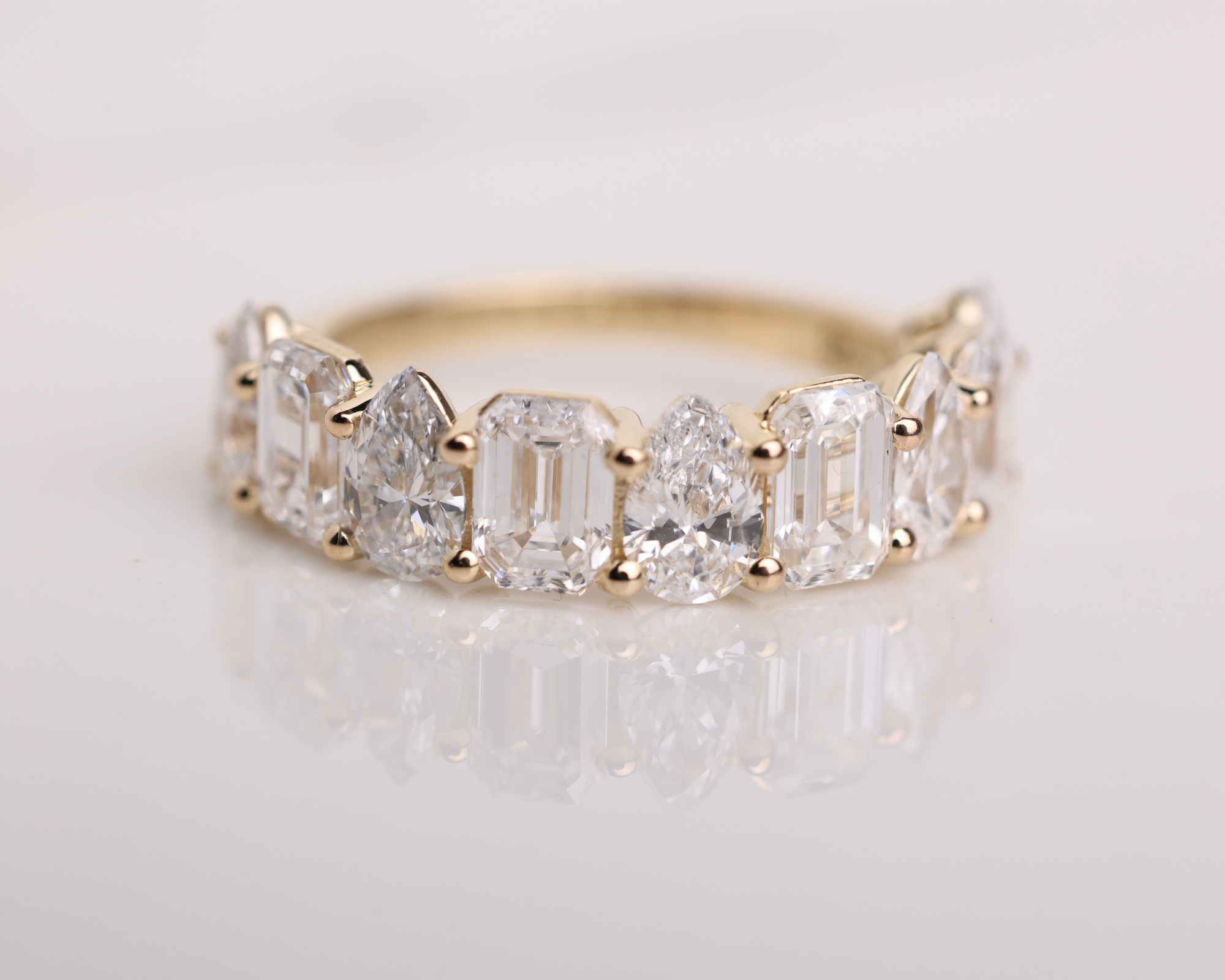 14K Solid Multi Shape Brilliant Cut Lab grown Diamond Half Eternity Band