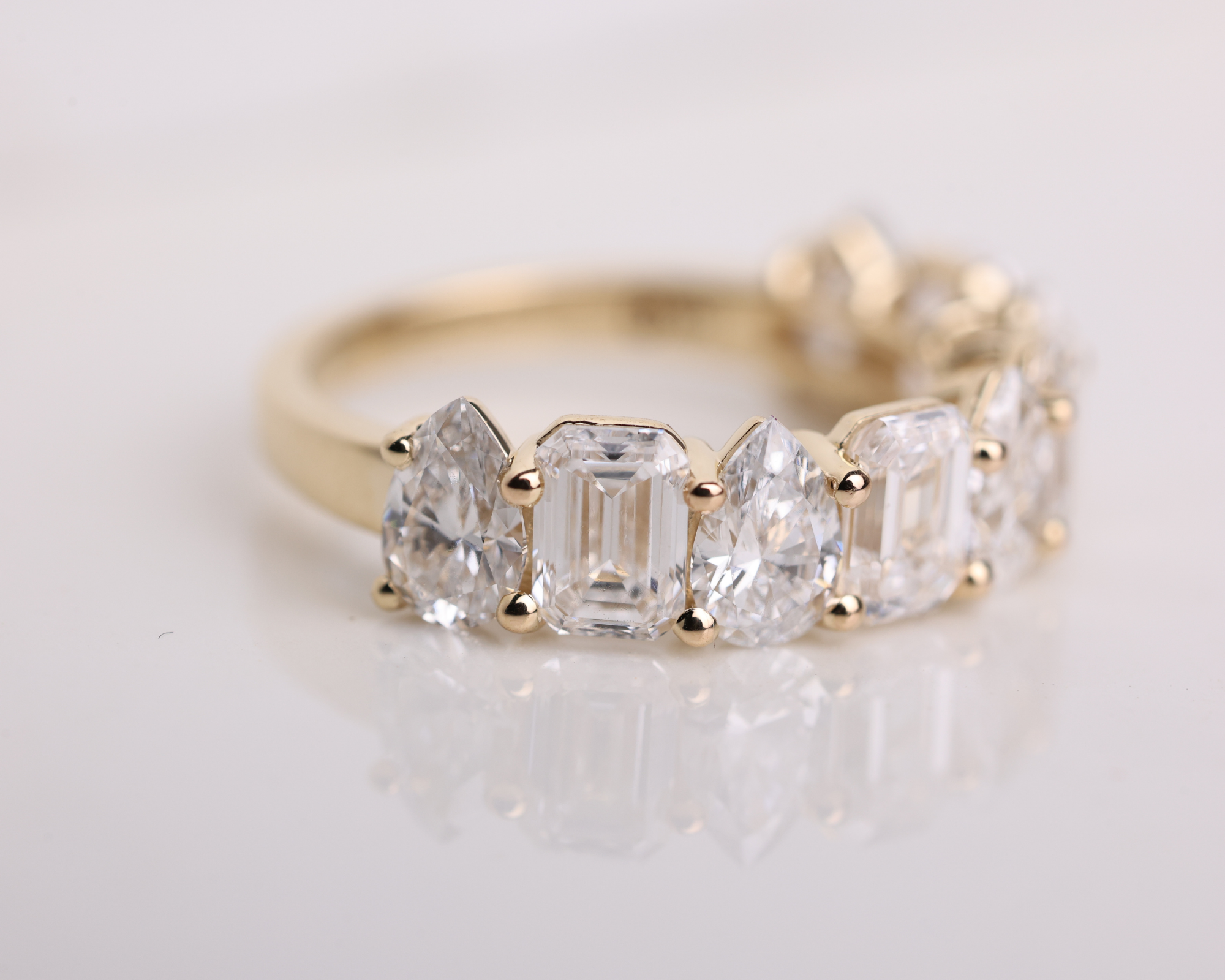 14K Solid Multi Shape Brilliant Cut Lab grown Diamond Half Eternity Band