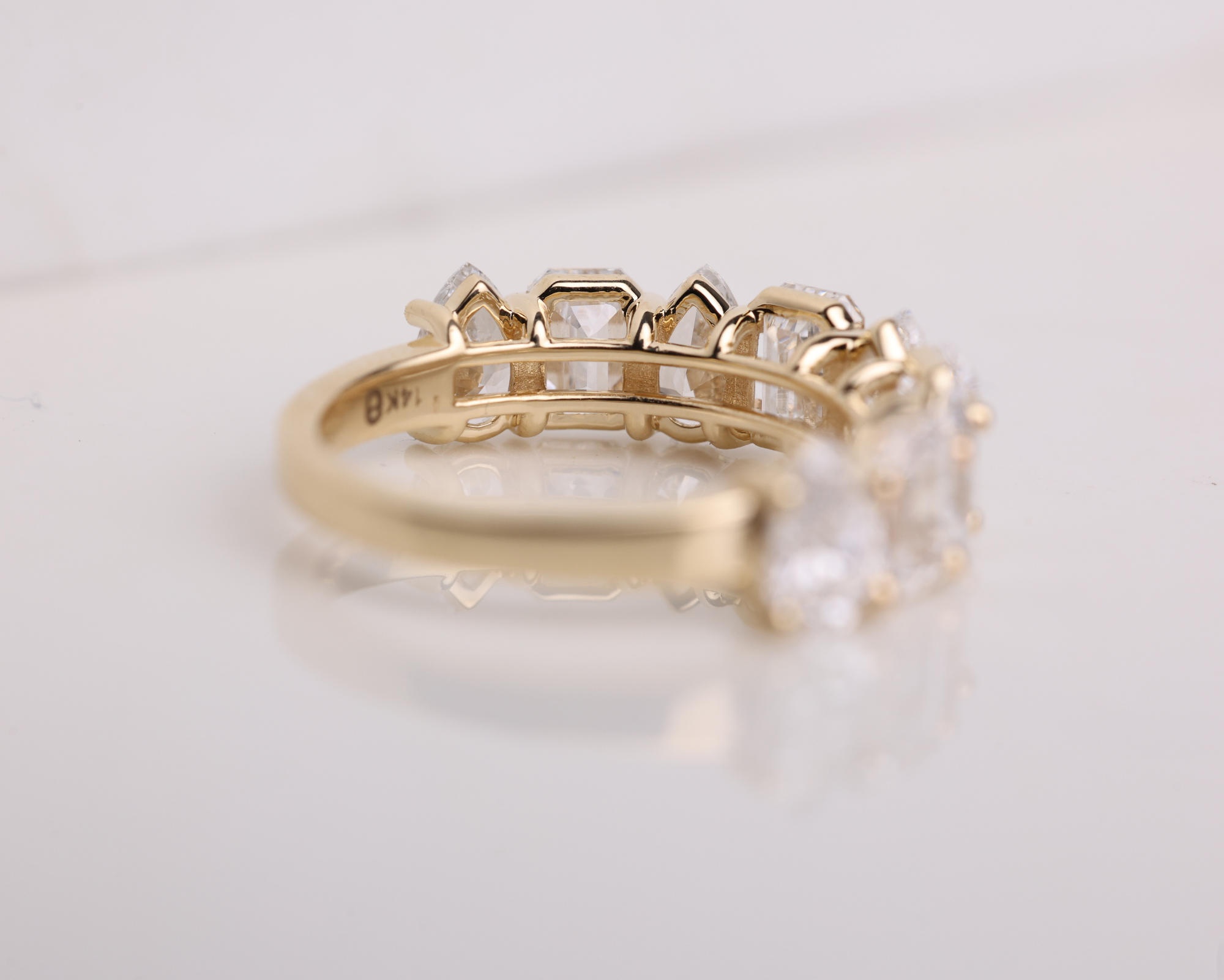 14K Solid Multi Shape Brilliant Cut Lab grown Diamond Half Eternity Band