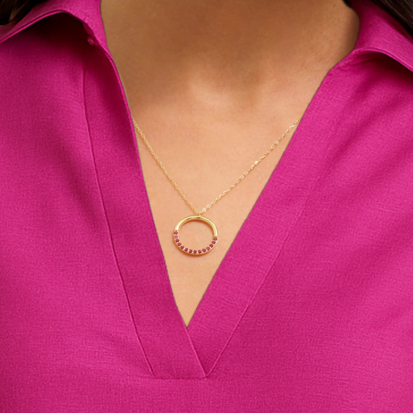 Red Ruby Circular Round Shape Charm Pendant