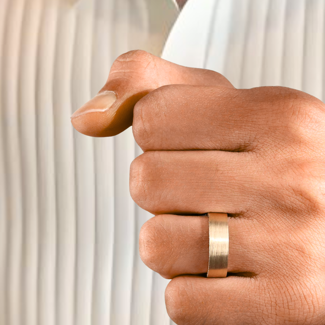 14K Gold Men's Wedding Ring, Matte Finish Wedding Band