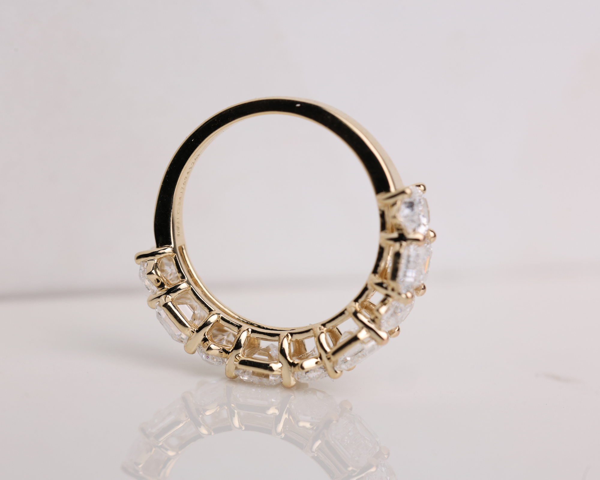 14K Solid Multi Shape Brilliant Cut Lab grown Diamond Half Eternity Band