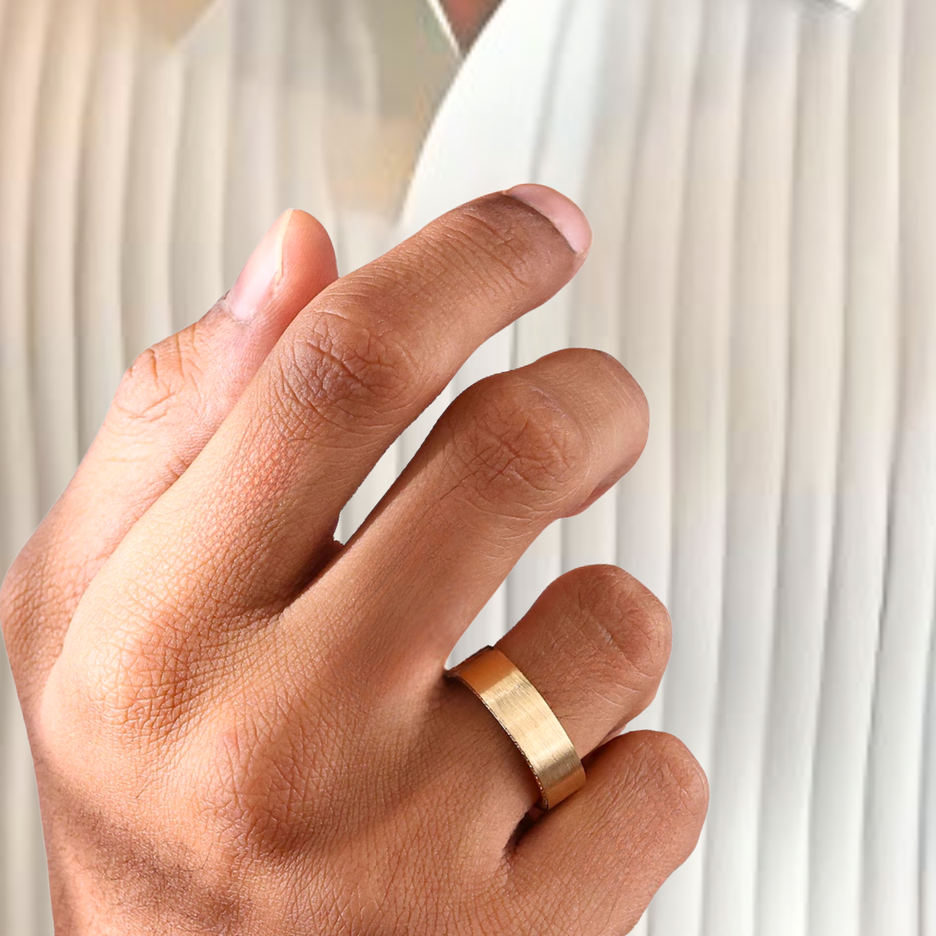 14K Gold Men's Wedding Ring, Matte Finish Wedding Band