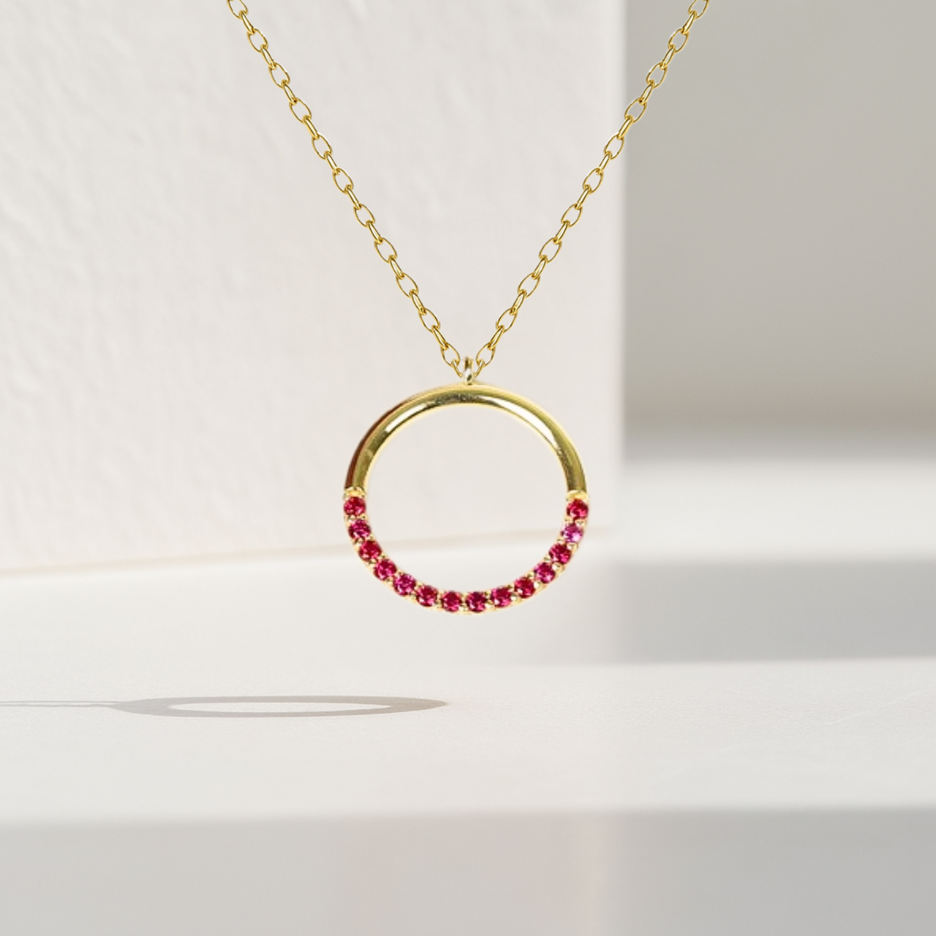 Red Ruby Circular Round Shape Charm Pendant