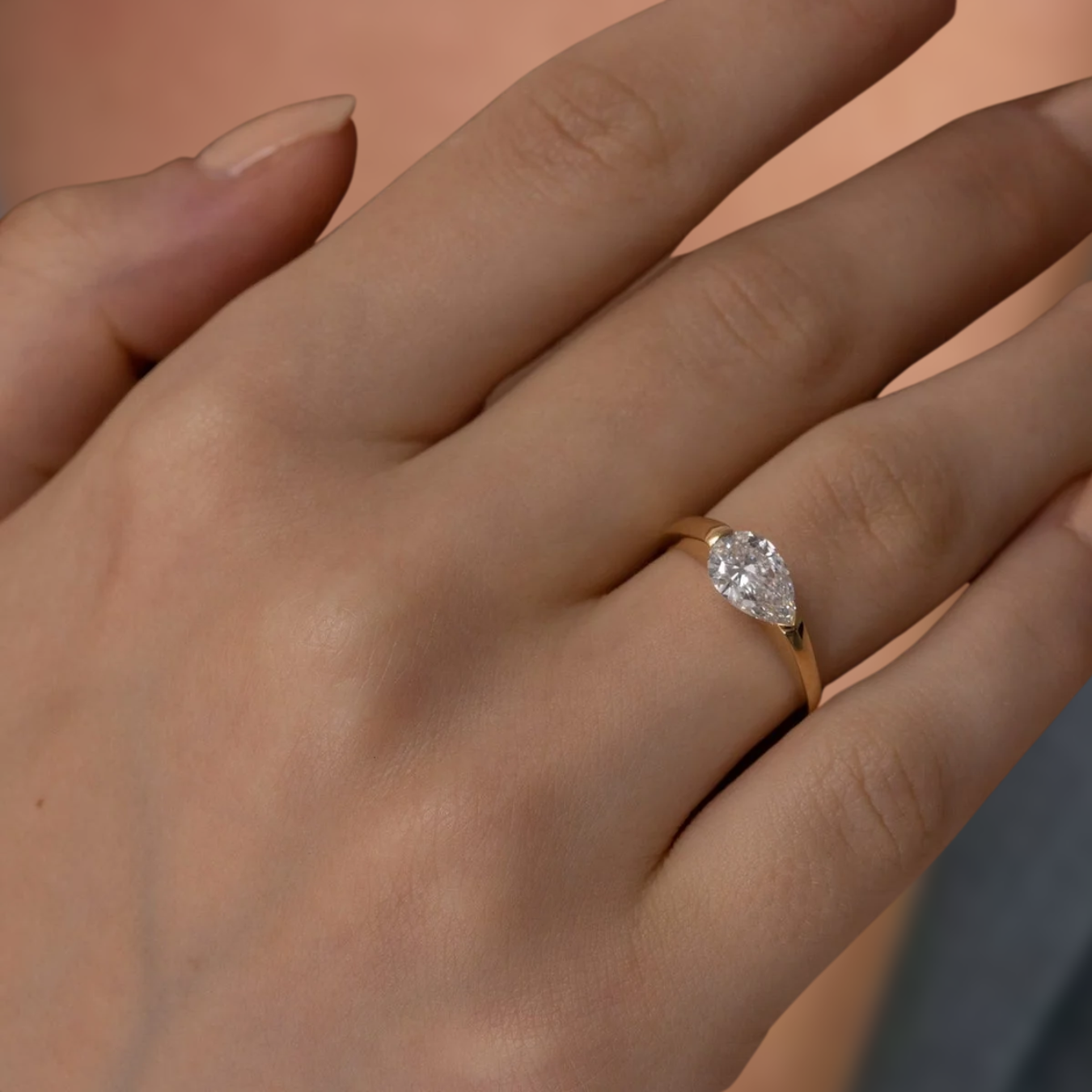 14k Pear Cut Lab Grown Diamond Engagement Ring