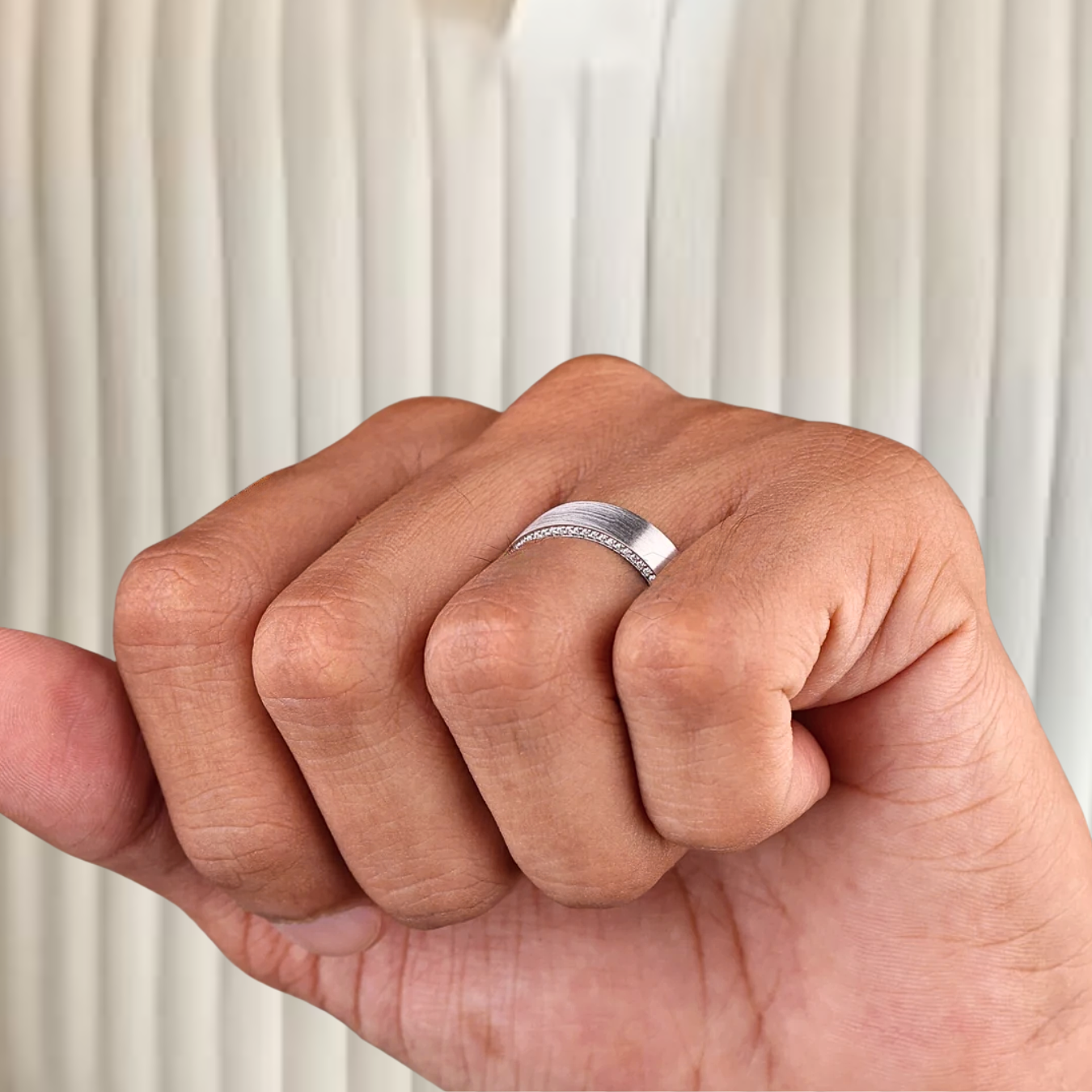 14K Gold Men's Wedding Ring, Matte Finish Wedding Band