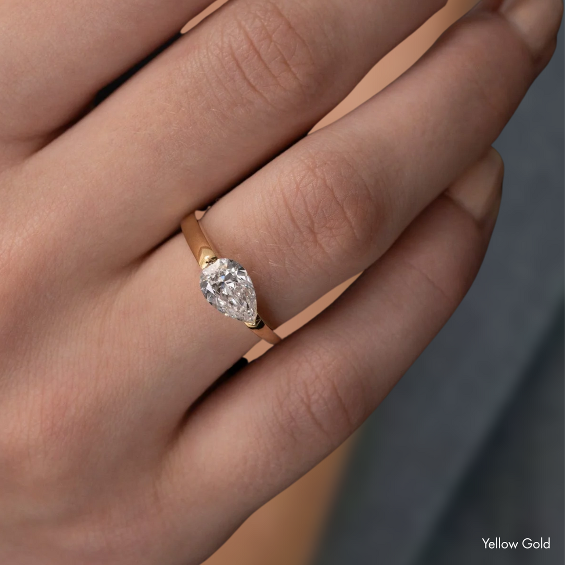 14k Pear Cut Lab Grown Diamond Engagement Ring