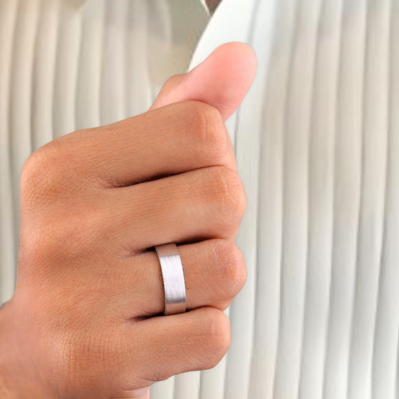 14K Gold Men's Wedding Ring, Matte Finish Wedding Band