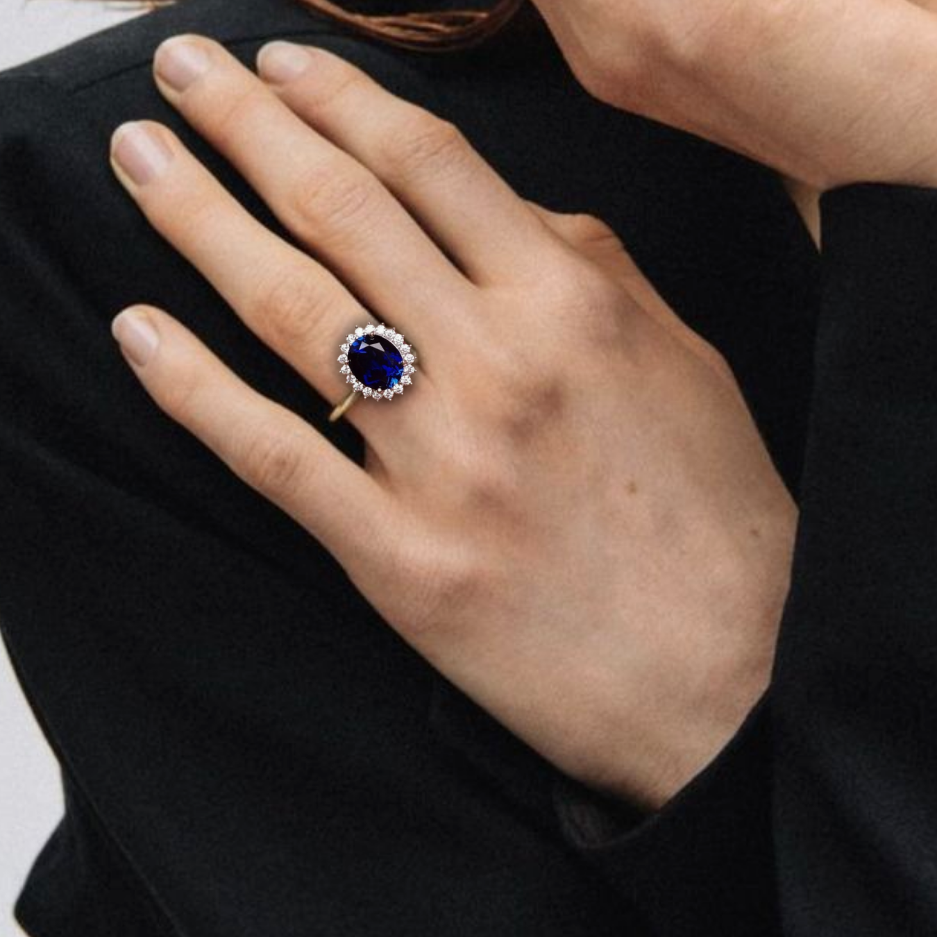 Lab Grown Royal Blue Sapphire Ring
