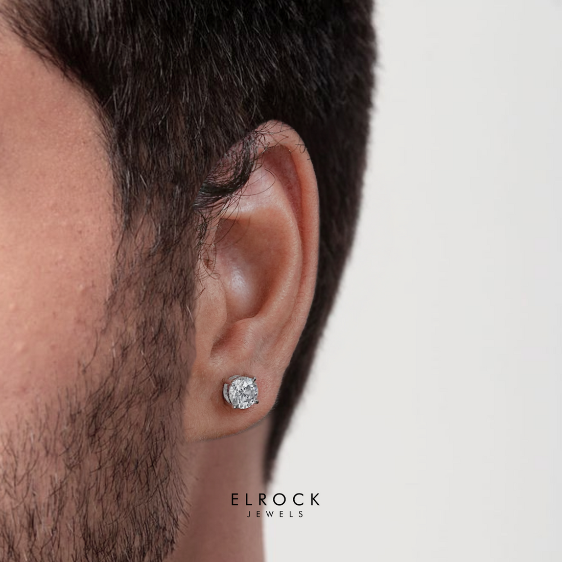 Men's Diamond Stud Earrings, Lab Diamond Earrings, White Gold Studs for Men