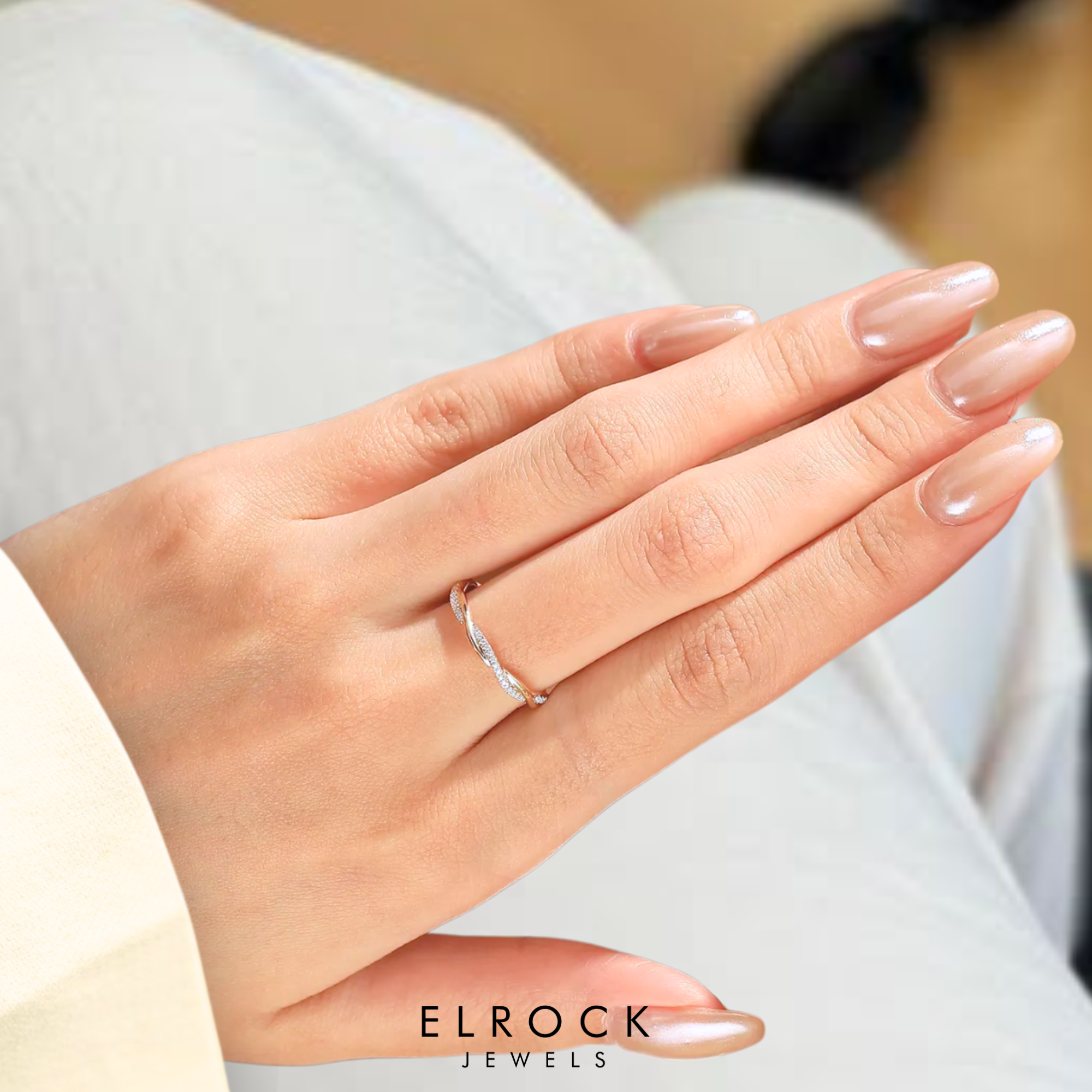 14K Twist Lab grown diamond Ring Band