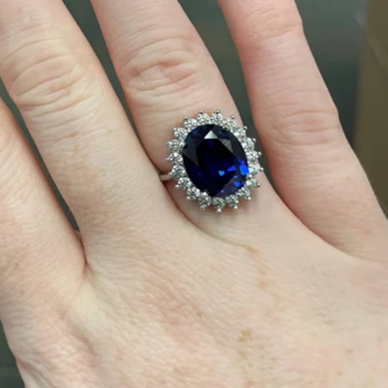 Lab Grown Royal Blue Sapphire Ring