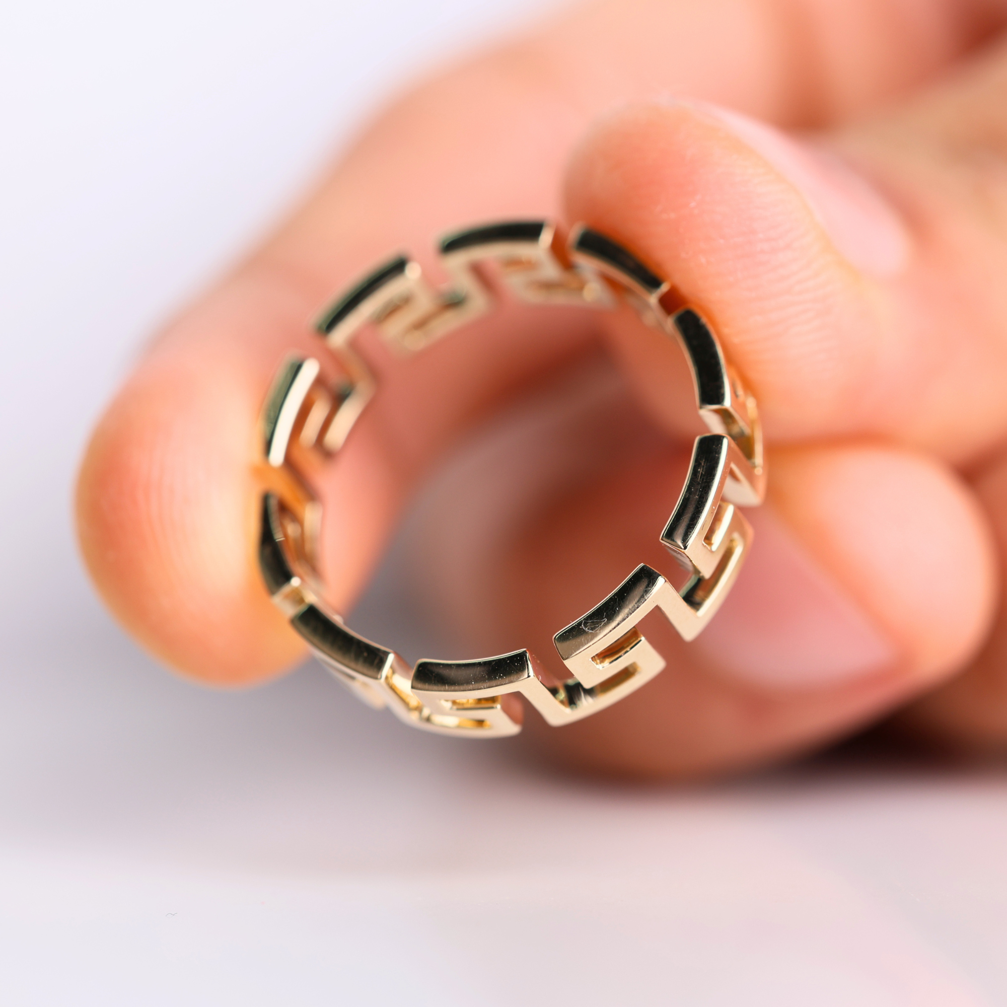 14K Gold Greek Key Ring I Geometric Greek Key Ring