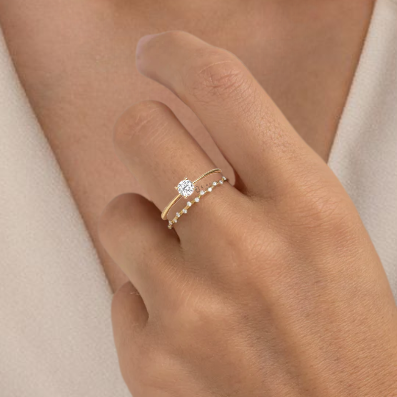 14K Gold Round Lab Grown Diamond Solitaire Engagement Ring