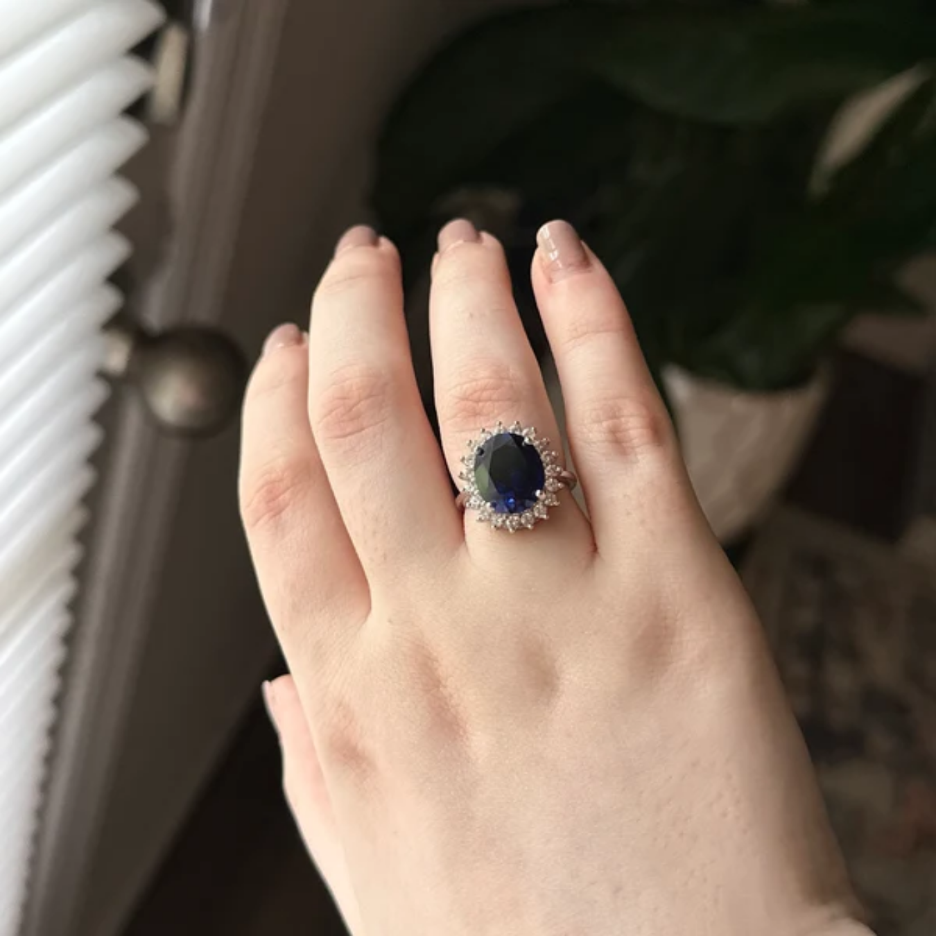 Lab Grown Royal Blue Sapphire Ring