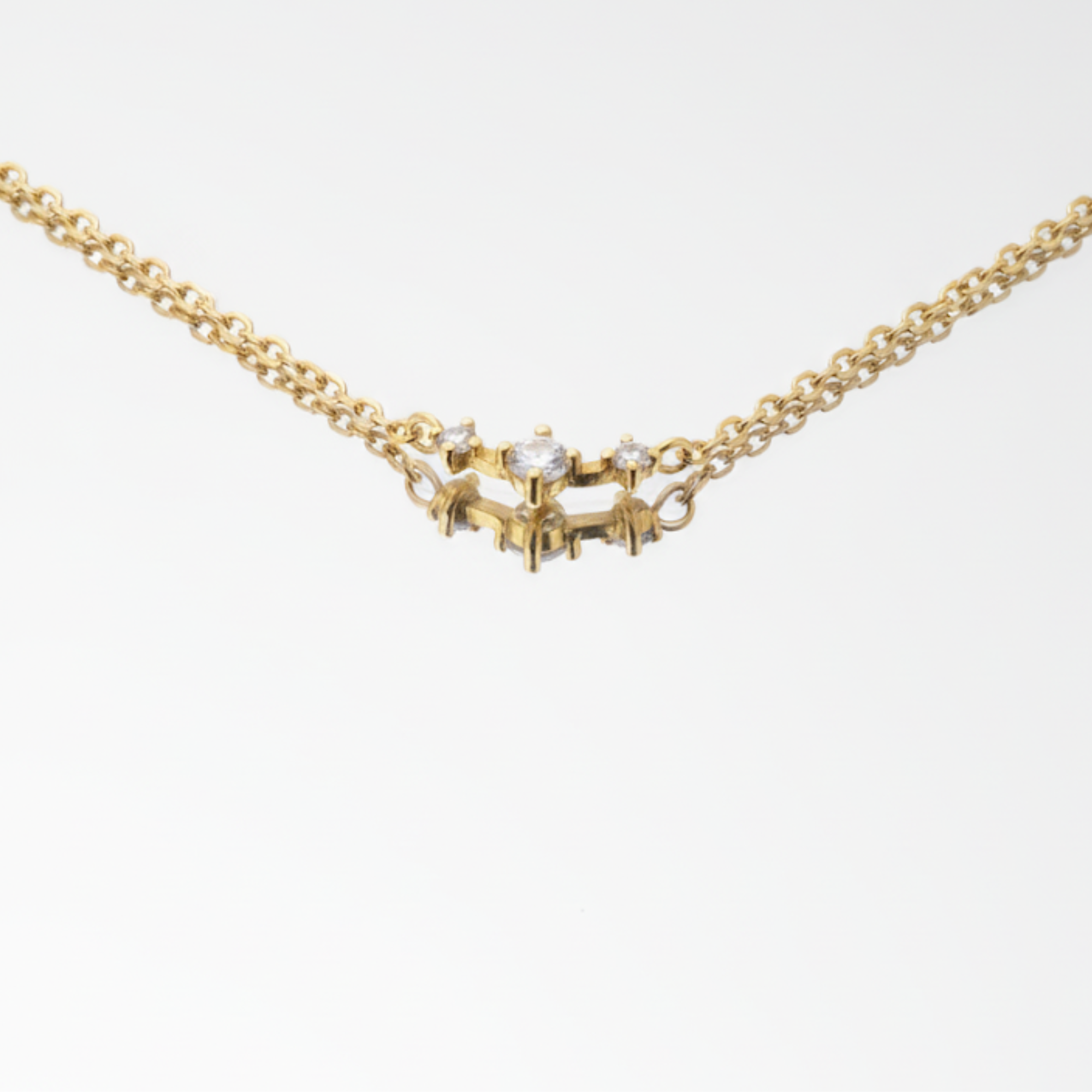 14K Gold Three Stone Diamond Necklace