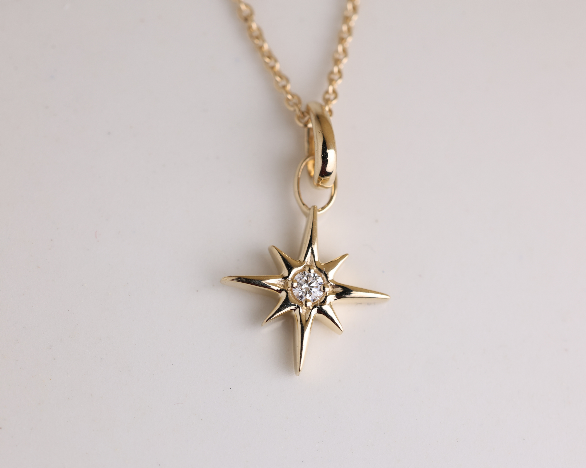 14K North Star Pendant Necklace Dainty Celestial Jewelry