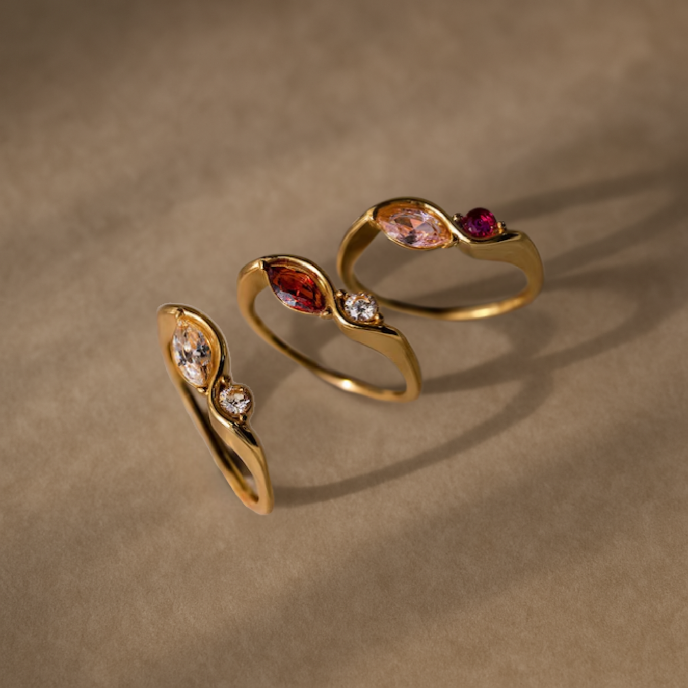 14K Infinity Marquise & Round Cut Promise Ring, Custom Birthstone Ring for Women