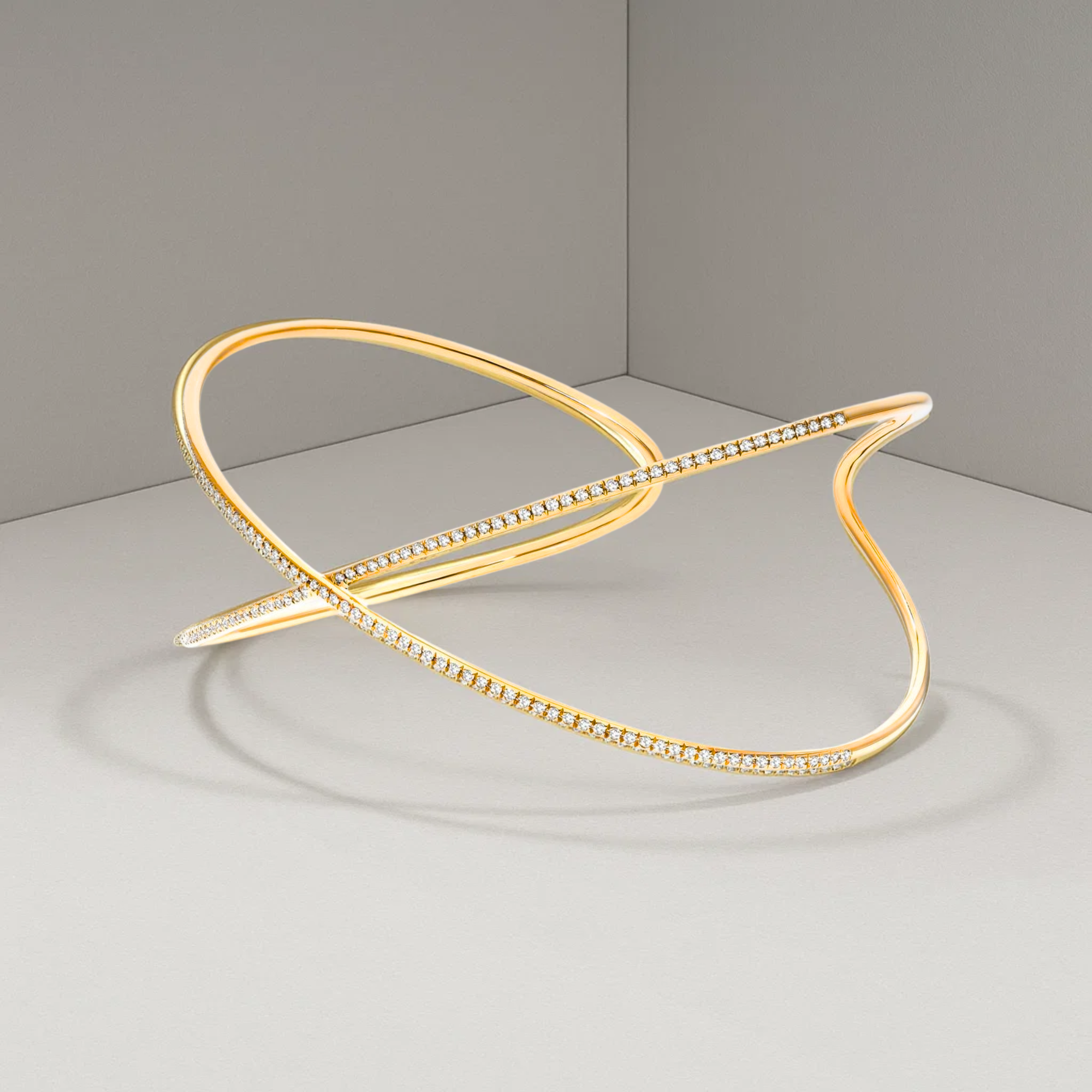 14K Gold Wide Cuff Bracelet for Women with Lab grown Diamond