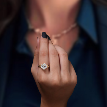 2.70 Ct Antique Cut Oval Lab Grown Engagement Ring