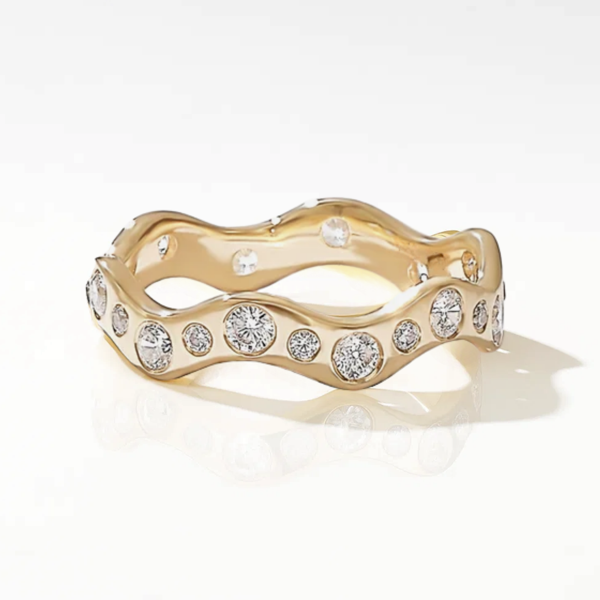 14K Solid Gold Stacking Full Eternity Ring for Women