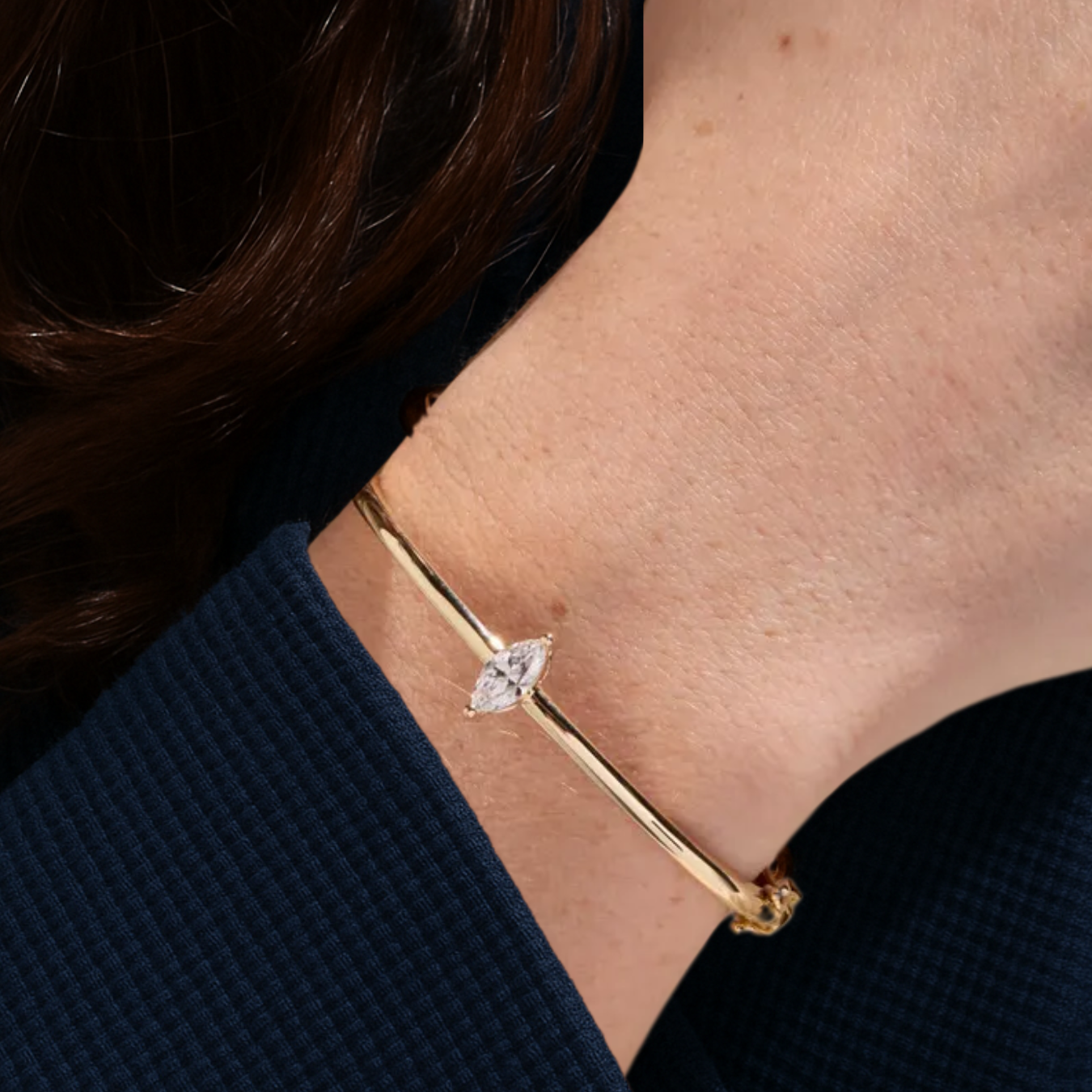 Marquise Lab Grown Diamond Center Stone Bangle