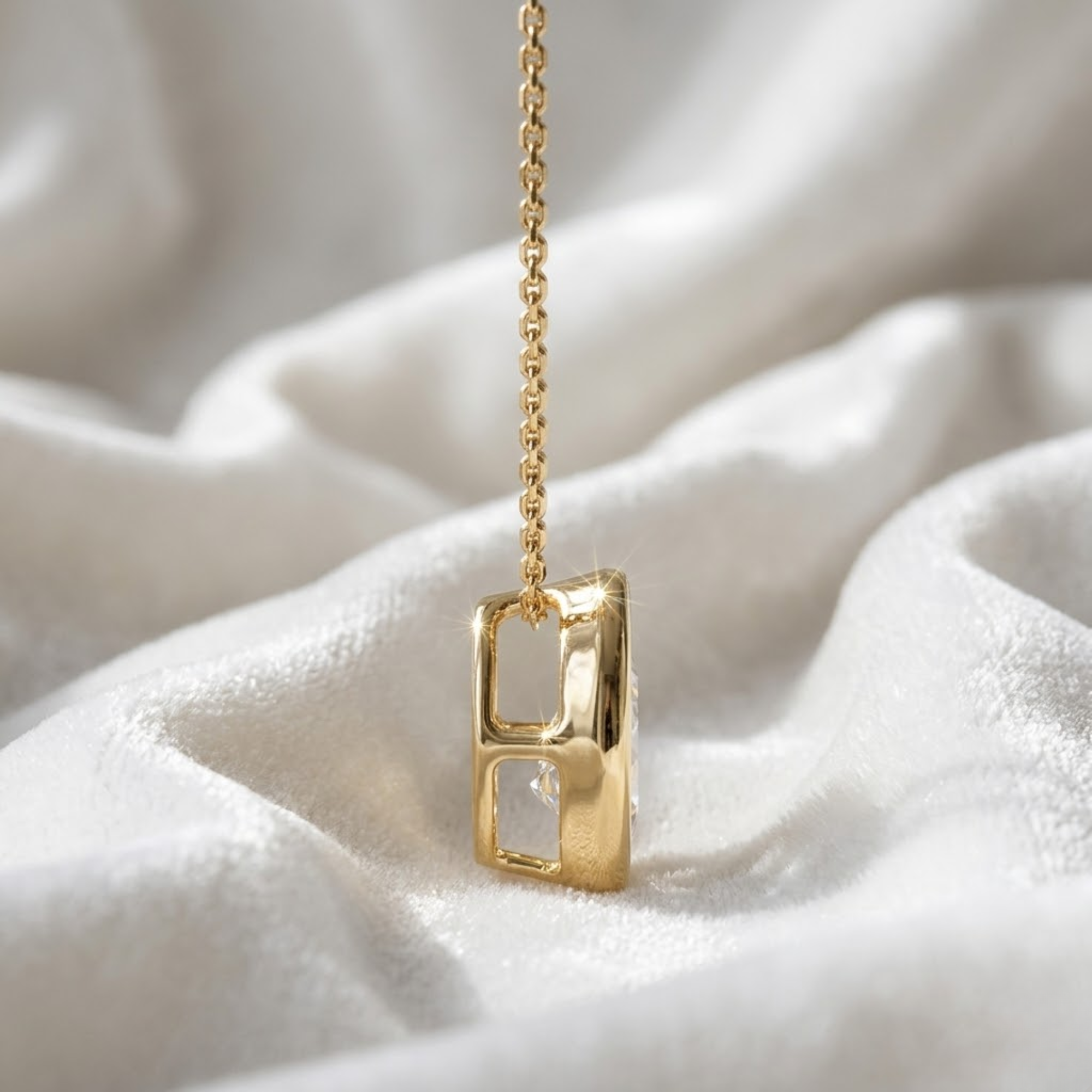 14K Gold 1CT Pear Shape Bezel Set Solitaire Diamond Pendant