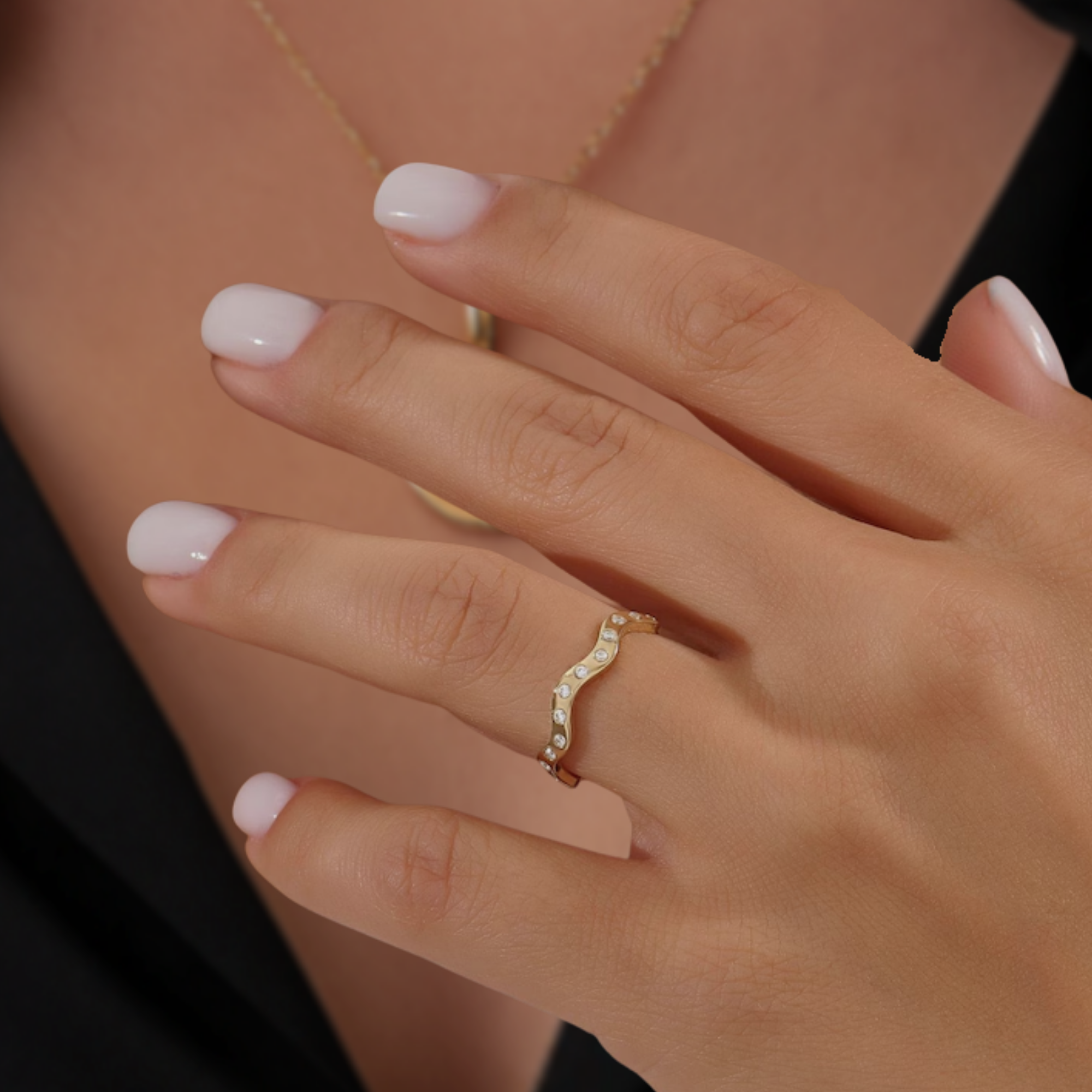 14K Solid Gold Stacking Full Eternity Ring for Women