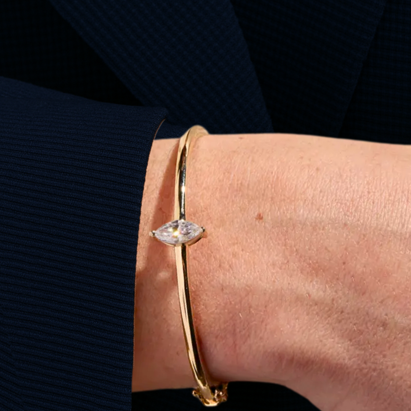 Marquise Lab Grown Diamond Center Stone Bangle
