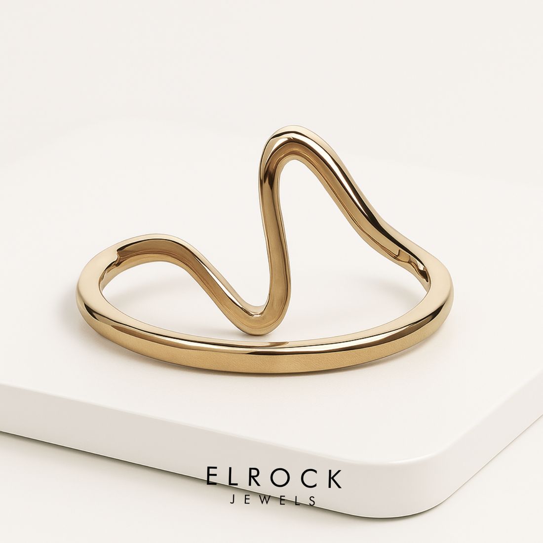 14k Gold Diamond Wave Ring, Dainty Curved Stacking Band, Minimalist Trendy Jewelry