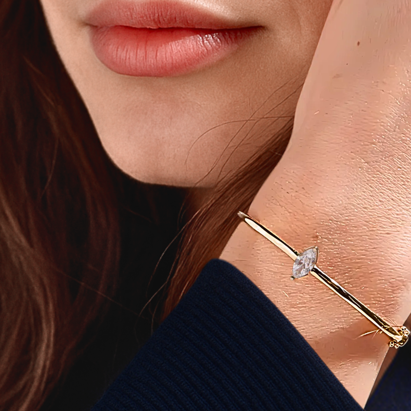 Marquise Lab Grown Diamond Center Stone Bangle