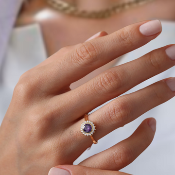 Amethyst Engagement Ring | Solid Gold Purple Amethyst and Diamond Engagement Ring