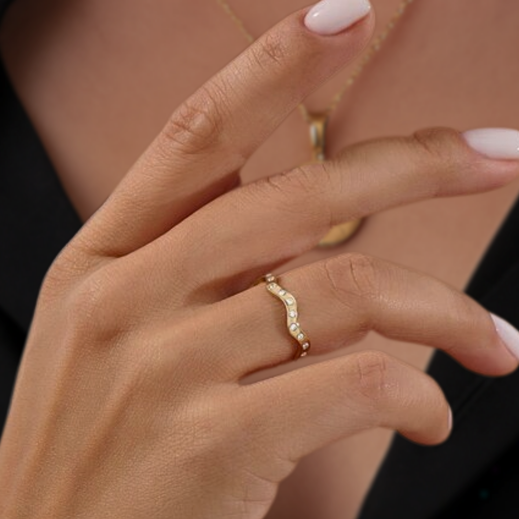 14K Solid Gold Stacking Full Eternity Ring for Women