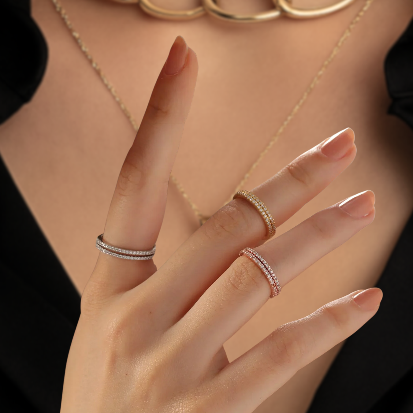 14k Solid Gold Eternity Ring for Women Wedding Diamond Full Eternity Band