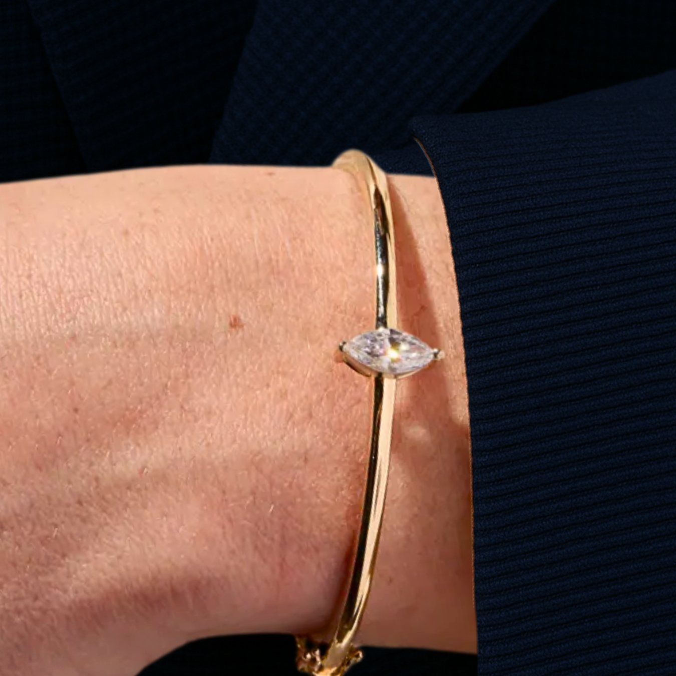 Marquise Lab Grown Diamond Center Stone Bangle